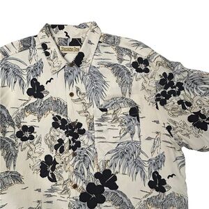 Banana Joe 100% Silk‎ Floral Textured Tropical Hawaiian Style Men's Shirt XL